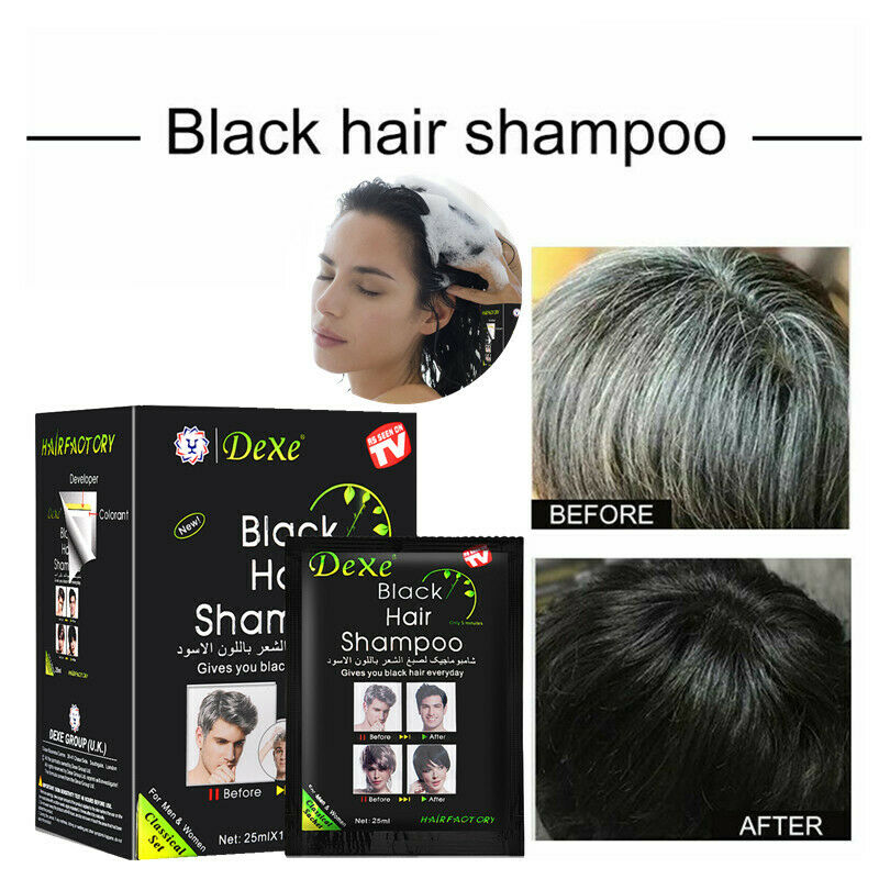10x DEXE Black Hair Shampoo Instant 5-Min Hair Color Dye Natural Organic Repair