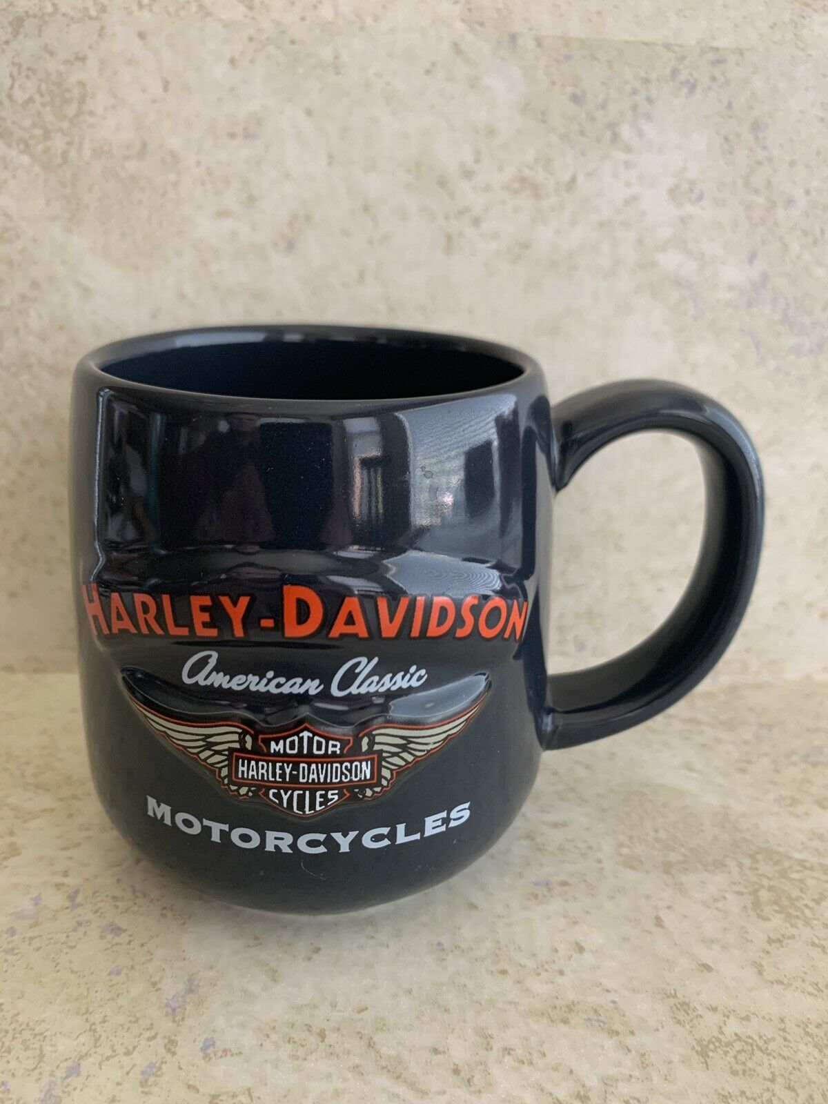 Harley-Davidson coffee mug blue gray Color Embossed Bar Sign American Classic N
