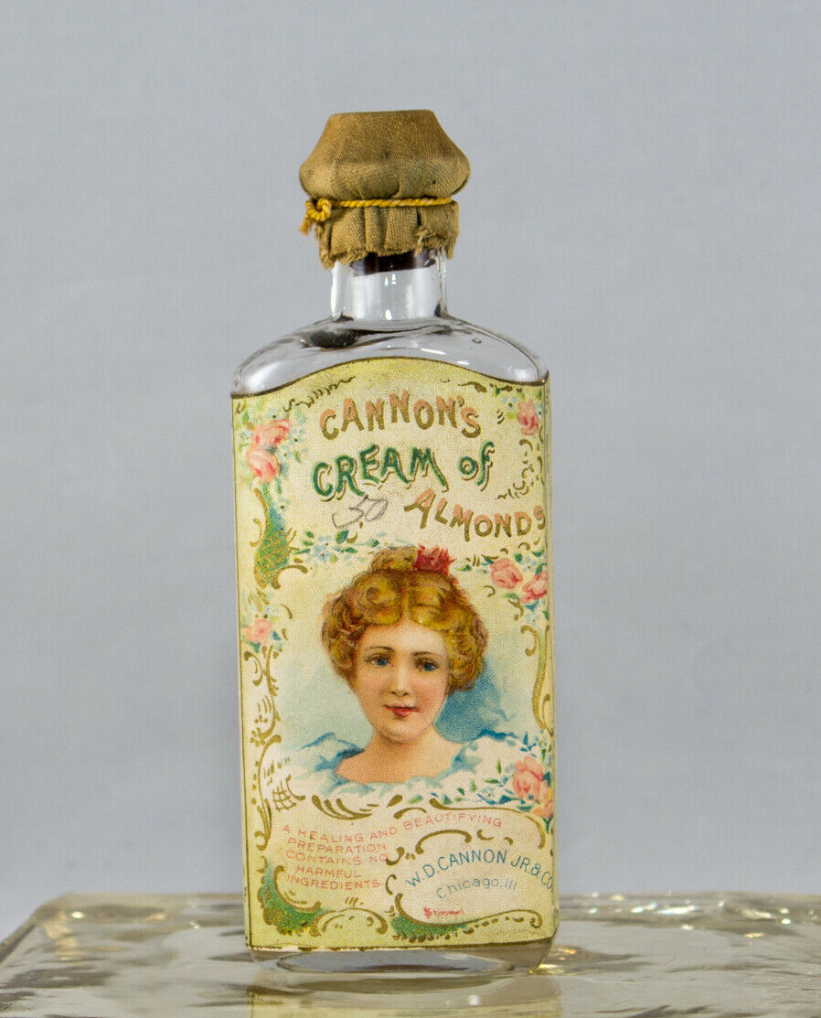BEAUTIFUL!!  Cannon's Cream of Almonds Labeled Original bottle  Chicago, Ill