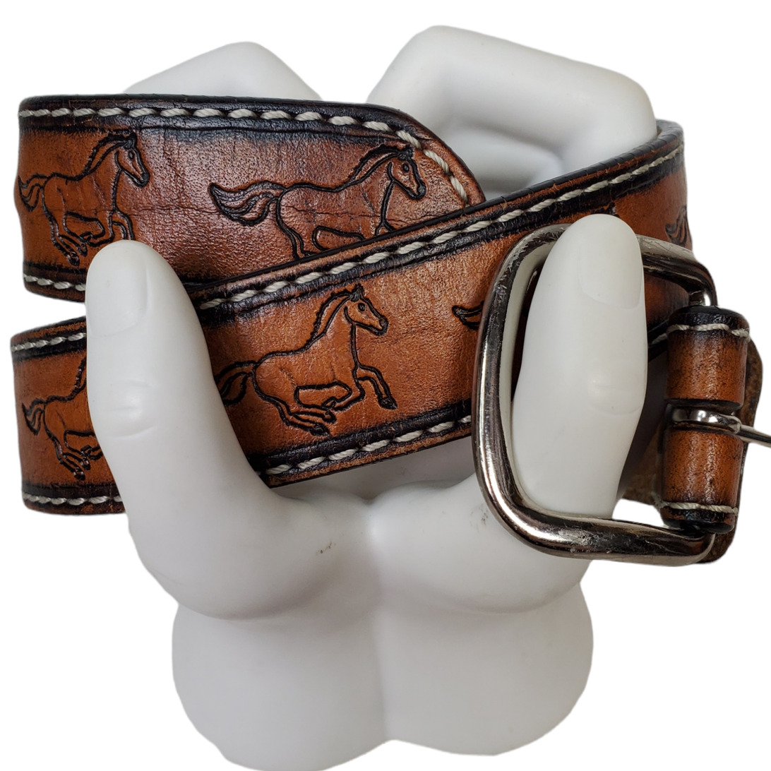 3D Belt Company Childrens Horse Embossed Leather Belt Size 22