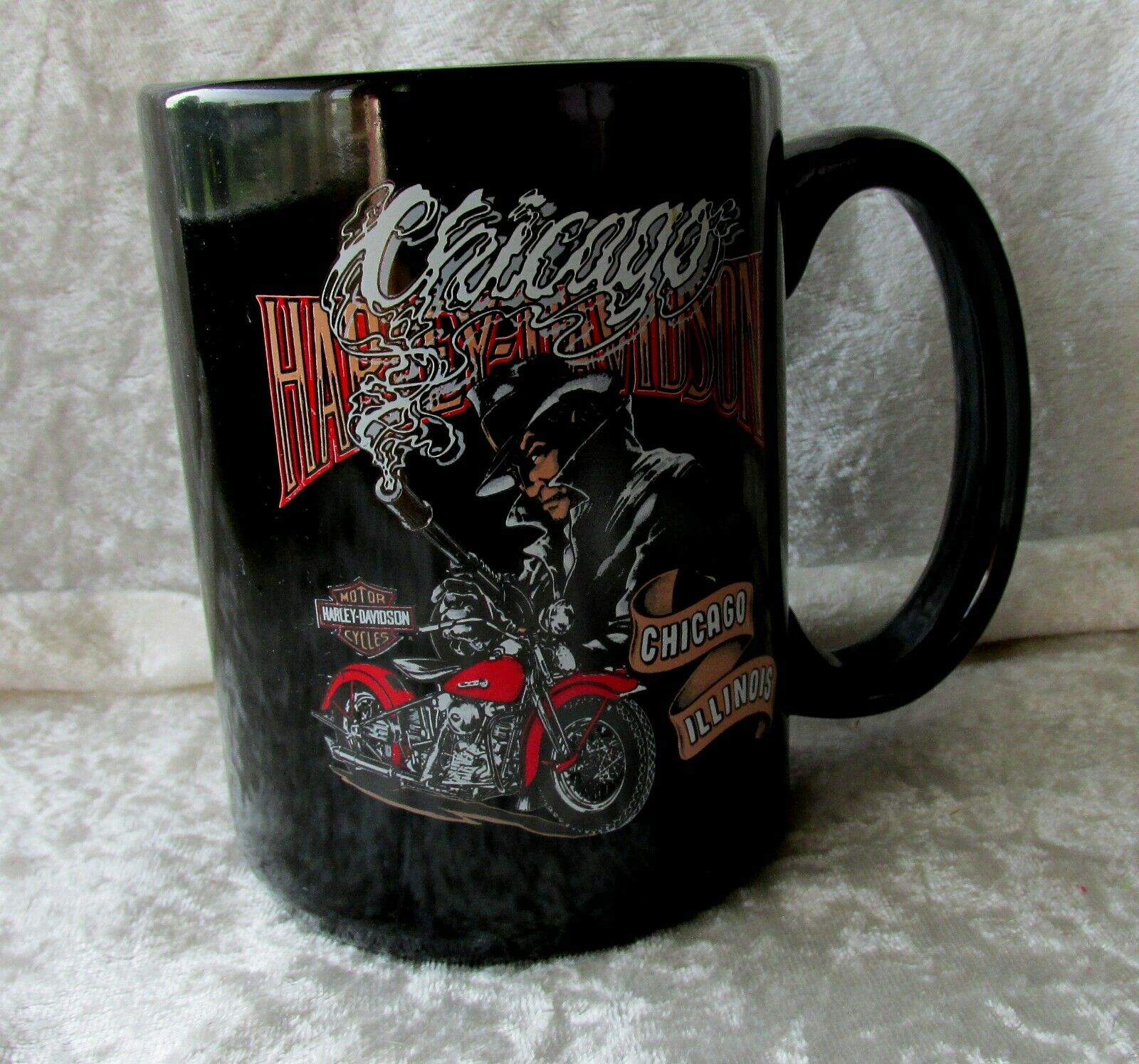 Harley Davidson Motorcycles Smoking Gun Chicago Black mug collectible colorful