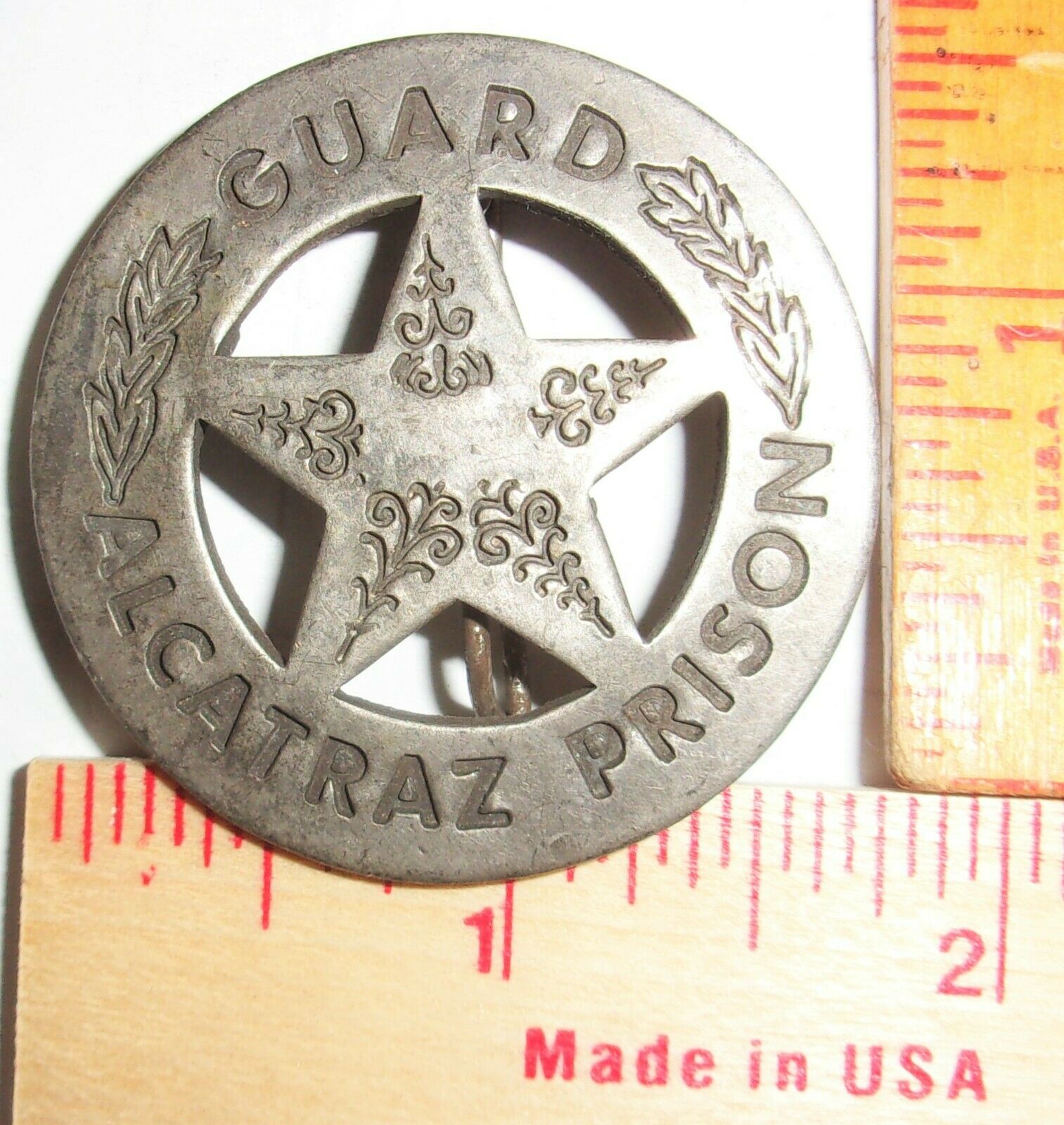 "Alcatraz Prison" badge vintage collectible old West Southwestern cowboy pinback