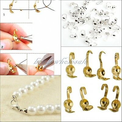 Wholesale300pcs Silver Gold Plated Metal Crimp End Caps Beads For Jewelry Making