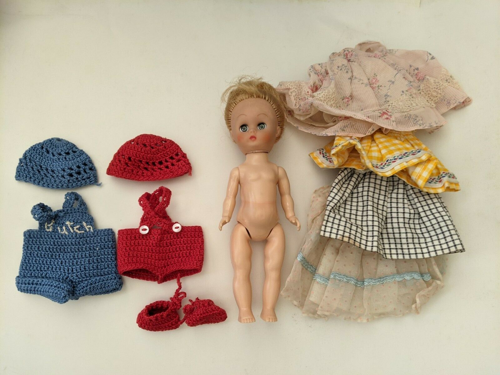 Little Miss Ginger Walker Doll 8" w Dresses. & Outfits - Vintage